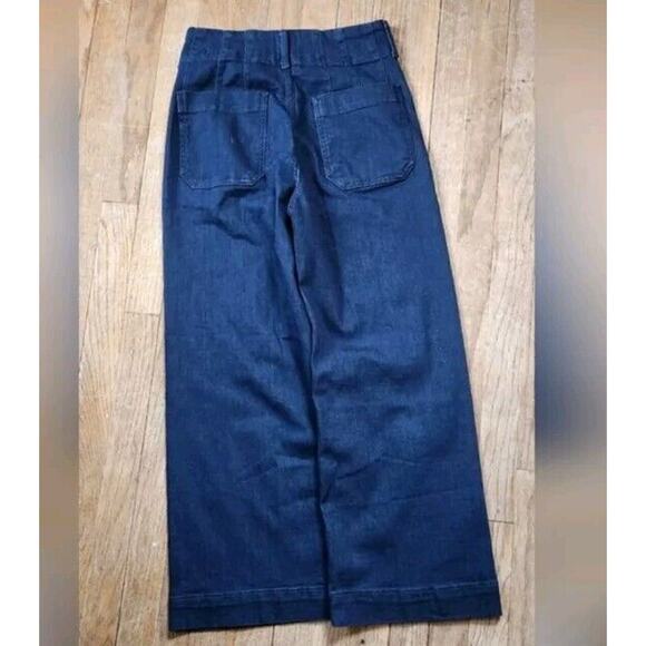 Anthropologie Colette Crop Pants Wide Leg Maeve Dark BLUE Denim Navy Sz 30 - Picture 5 of 6